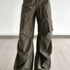 Women’S Vintage Cargo Pants – Loose Fit Work Pants with Drawstring Waist, Zipper Closure, Non-Stretch Fabric for Everyday & Formal Outfits – All-Season Trousers in, Workwear Essentials, Street Style, Retro Design, Durable Construction, Casual Wear