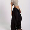 Women’s Wide-Leg Straight-Leg Jeans Pants with Elastic Drawstring Waist – Non-Stretch Trousers, Solid Color Casual Wear Suitable for All-Season Machine Washable Jeans for Everyday Outfits