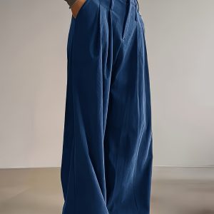 Women's Corduroy Pants - Retro Straight Leg Full-Length Trousers with Built- Zipper Closure, Solid Color (Blacku002FBrownu002FTanu002FNavy), Pockets - Machine Washable Winter Fall Casual Elegant Pants for or Outings - Corduroy Leg Warmth Non-Stretch