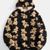 Men’S Casual Sports Fleece Hoodie | Cartoon Print, Hooded, Long Sleeve, Regular Length, Street Style, Slight Stretch Fabric